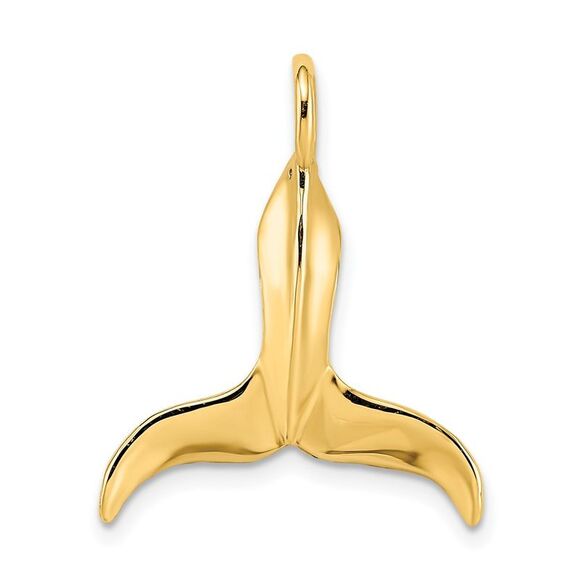 10K Yellow Gold 3-D Polished Whale Tail Charm